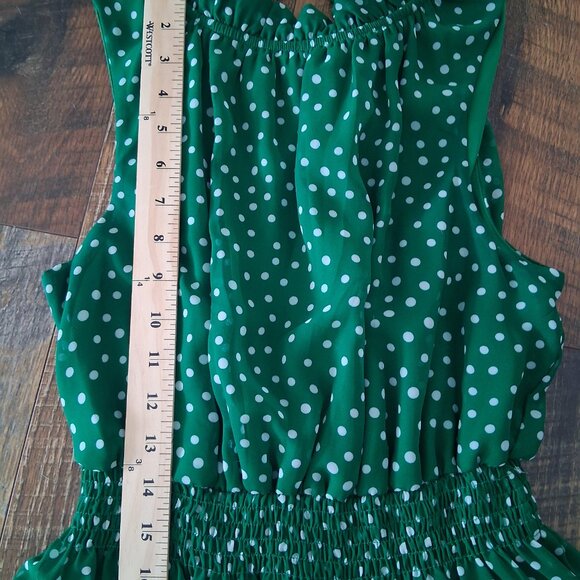 Kate And Lily Green and White Polka Dot Sleeveless Dress Size 10 - Picture 5 of 8